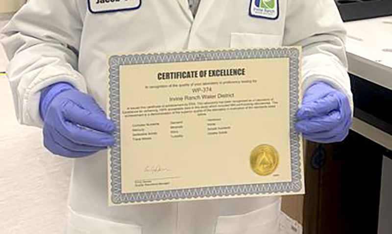 Independent agency recognizes IRWD lab for superior testing   